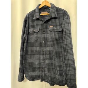 Orvis Classic Collection Mens XL Gray Black Plaid Button Down Shirt Jacket